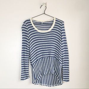 Splendid Striped Long Sleeve Top Blue Size Small